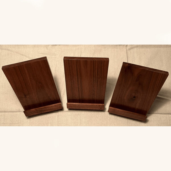 set of three wooden stands to hold a book or ipad